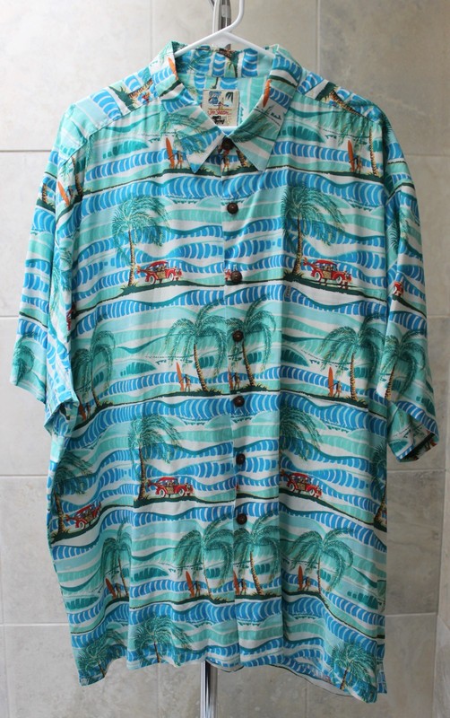 Kahala John Severson Collection 2X XXL (Chest 58") Blue Woody Surfer Aloha Shirt