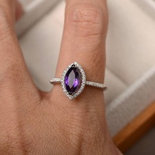 Amethyst Gemstone 925 Sterling Silver Women Minimal Ring Duty Free