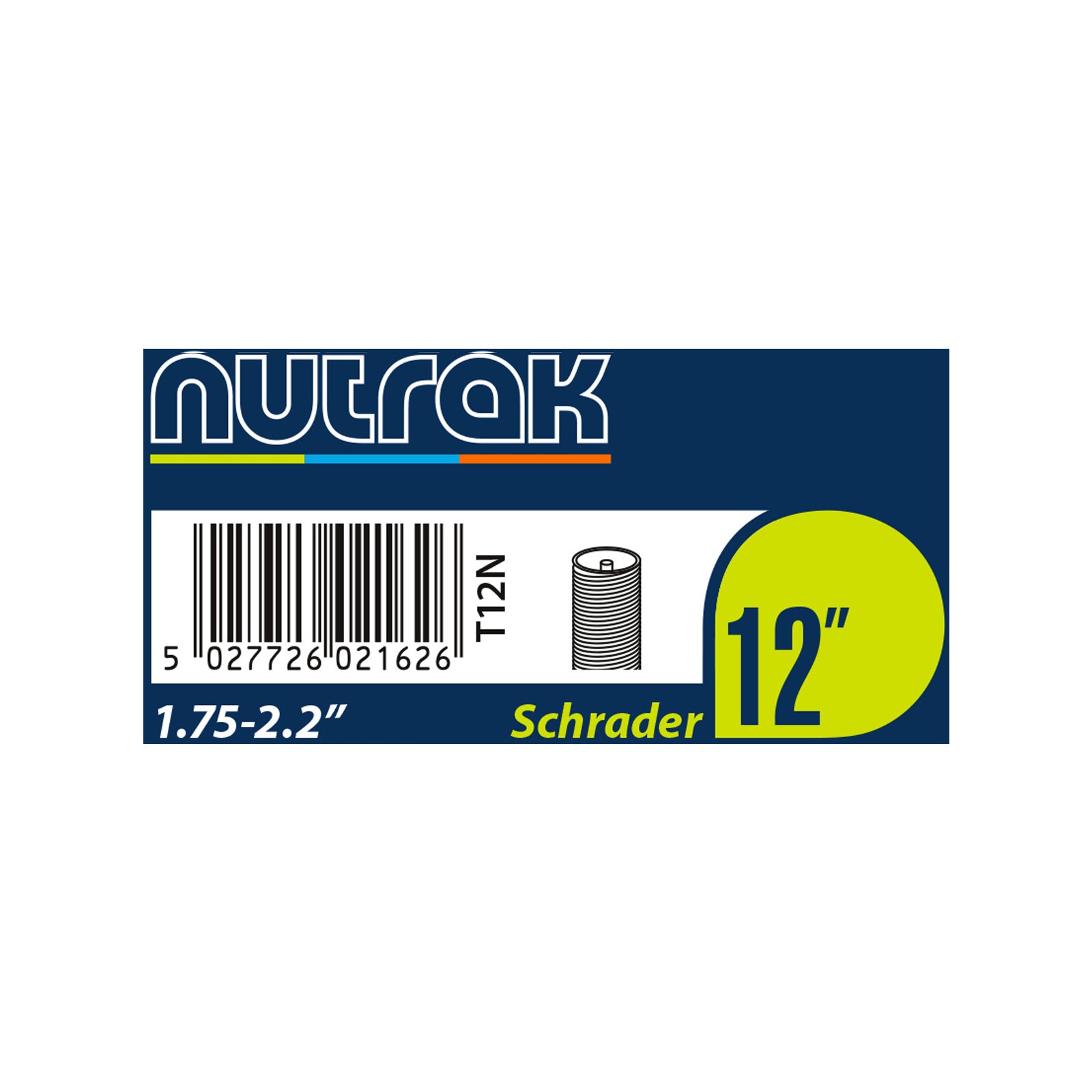 Nutrak Butyl 12"" Schrader Valve Bike Inner Tube 12x1.75-2.2"" Single Tube