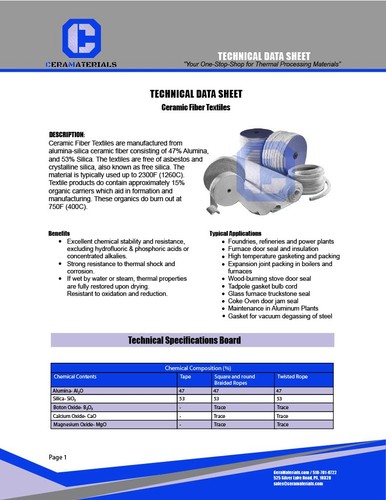 Ceramic Fiber Rope - 1/4 inch(Round Braided)-2300°F-1530 feet FULL ROLL-INCONEL - Picture 3 of 4