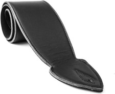 UK Made Black Soft Genuine Leather 3.7" wide Adjustable Padded Guitar Strap -New