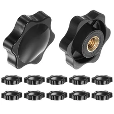 12pcs Star Knobs M8 Thread 38mm Head Non-Through Hole Brass Insert Knob Black