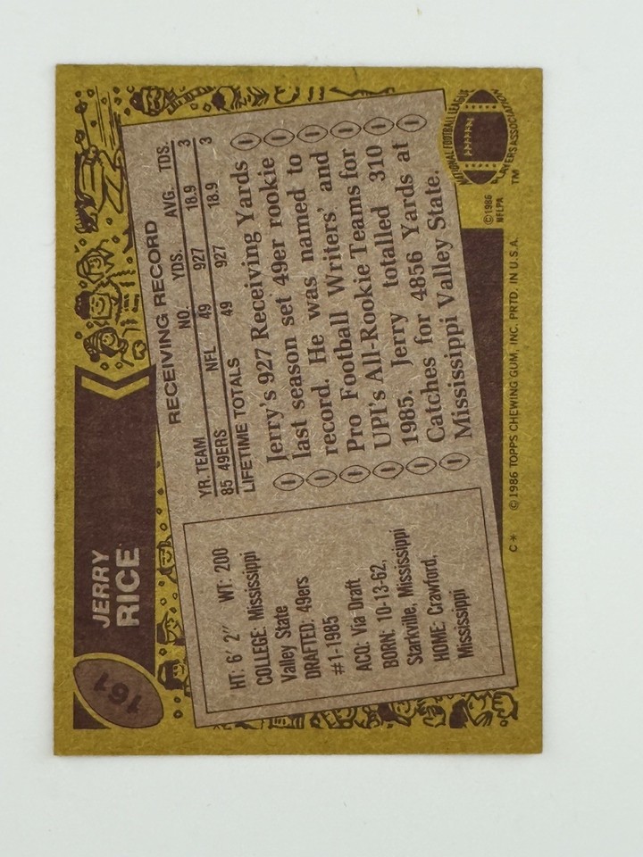 Jerry Rice Rookie Card Sports Team, Rookie Card, Miscellaneous Sports ...