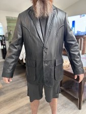 Scully VTG Western Men  s Leather-Stiched Cowboy Rodeo Blazer Size 48 Black