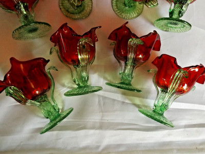 Charming (RARE INDEED!) Set 12 Venetian / Murano Glass Individual Condiment Cups