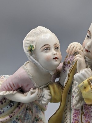 Antique 1800s French Jean Gille Little Couple Porcelain Figurine 8''