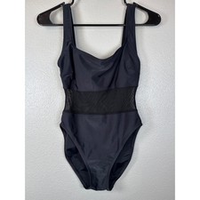 Anne Cole Collection Black One Piece Swimsuit Size 6 Mesh Inset Sleek Vintage