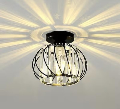 YANSUN 7 in.1-Light Modern Black Semi Flush Mount Ceiling Light Fixture