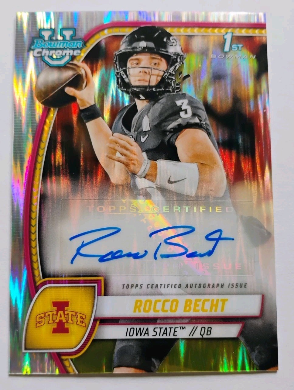 2024 Bowman U Chrome Rocco Becht Autograph 1st Bowman Stealth Refractor Cyclones