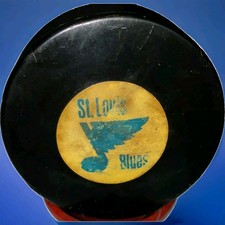 1967-68 ST. LOUIS BLUES NHL CONVERSE OFFICIAL GAME USED PUCK ART ROSS PAT2226516
