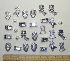 29 pcs mini shiny silvertone plastic assorted figural Christmas ornaments Lot B