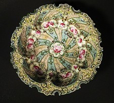 Large Antique Japanese Nippon Style Moriage Porcelain Bowl