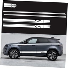 4PCS Sports Racing Stripe Stickers DIY Styling Decorative Door Side Skirt White