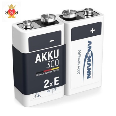 ANSMANN 9V Block Akkus [2er Pack] 300mAh NiMH vorgeladen wiederaufladbar 9V E