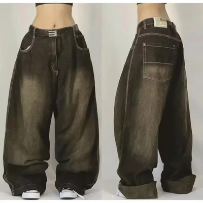Oversized Jeans Damen Streetwear Gothic Harajuku Weit Hose High Waist