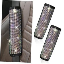 2PCS Bling Car Seat Belt Covers, Rhinestone Crystal Vehicle Seat Strap Colorful