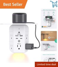 Wall Outlet Extender Surge Protector USB Ports Night Light Shelf Power Strip