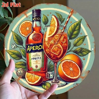 Blechschild rund Aperol Spritz Cocktail Orangen Vintage Metallschild TEL3125