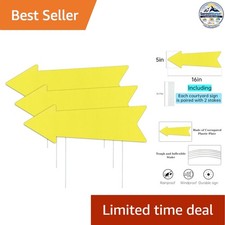 Directional Arrow Yard Signs With Stakes Yellow 3 Pack 16 x 5 in Plastic