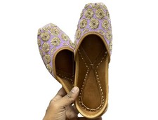Women ethnic Bellie Punjabi Wedding Jutti mojari US size 5-10 Lavender star flat