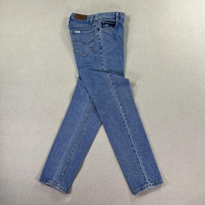 Vintage 80's Lee Jeans Teens 14 Slim (22x28) Blue High Rise Straight Made USA