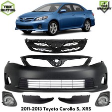 Front Bumper Cover Paintable Grille Assembly Kit For 2011-2013 Toyota Corolla