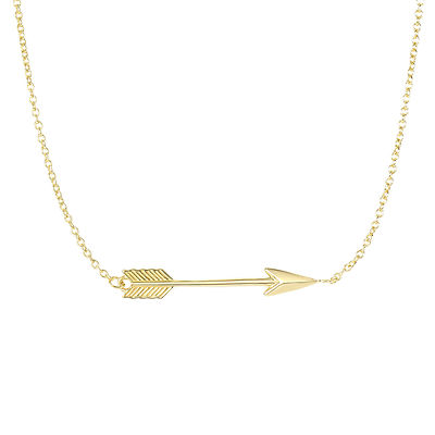 Pfeil Halskette 14k Gelbgold glänzend 30mm Station seitlich Anhänger 18'' Kette