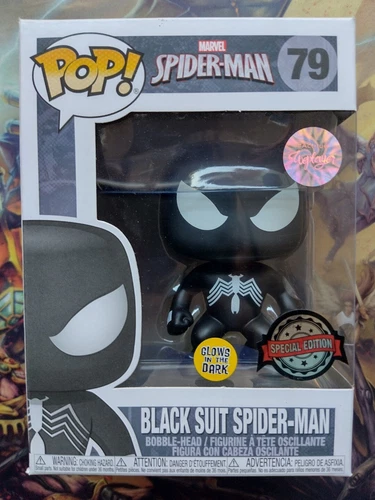 ⭐EN HAN⭐¡Funko POP! Traje Negro Marvel Spider-Man 79 Brilla Edición Especial Weplay