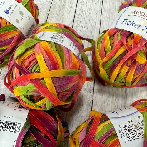 Moda Dea Ticker Tape Yarn Ball Skien Lot 9 Tropical 1+Charade Pink Lime Yellow - Picture 12 of 12