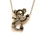 10k white gold .05ct black diamond Koala bear baby pendant necklace 2.6g  — photo 2