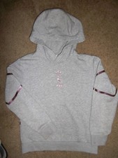 ADIDAS Kid  s Girls 3 Stripe Cotton blend Pullover GRAY Hoodie Size 7-8