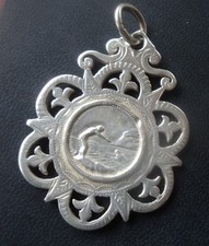 Sterlingsilber Schwimmen Medaille Sehr Gro&szlig; Viktorianisch Uhrentasche Antik 1889