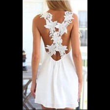 Pakula Lace Floral Criss Cross Back Mini Dress Size XL