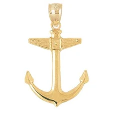 New 14k Yellow Gold Anchor Pendant