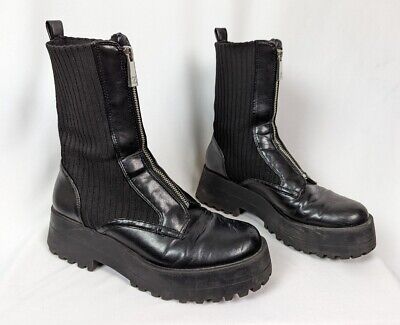 ZARA sz. 40/9 Flat Sock Ankle Boots Zipper Front Booties ZARA sz. 40/9 Flat Sock Ankle Boots Zipper Front Booties