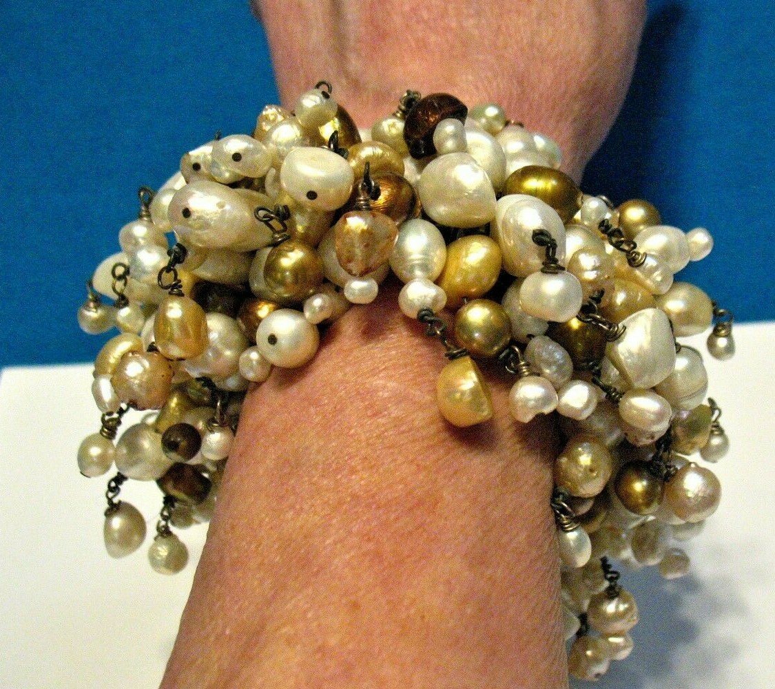 PEARL BRACELET DRAMATIC MULTI TONED MULTI PEARL O… - image 1