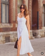 ZARA NEW WOMAN FW24 100% LINEN MIDI DRESS White | 8265/707_XS,S,M,XL