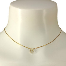 Women Choker Crystal Pendant Necklace Stainless Gold 14" Length One Size