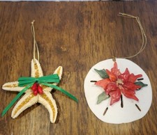 Vintage Sand Dollar Starfish Beach Ocean Christmas Ornament Holiday Decor Set 2