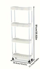 Slim Rolling Storage Cart, 4 Tier Utility Cart on Wheels, Mobile Shelving