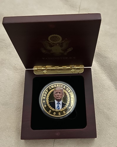 TRUMP 47th CHALLENGE COIN w SIGNATURE INAUGURATION in WOOD BOX REPUBLICAN GOP - Bild 18 von 20