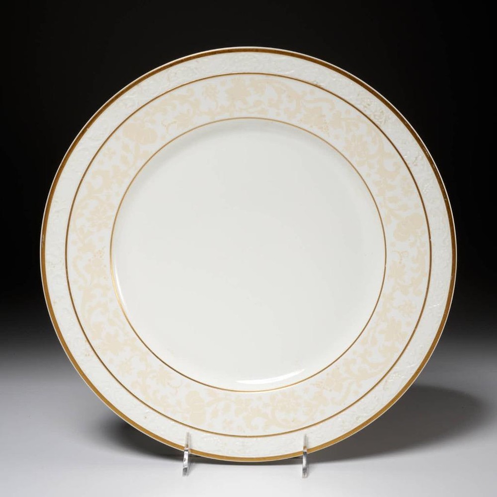 Villeroy Boch Ivoire White Gold Embossed Large Chop Charger Plate Platter 13
