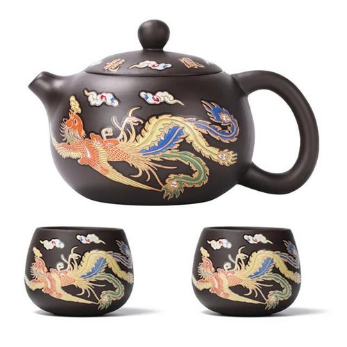 Tetera 135-350 ml arcilla multicolor hecha a mano dragón sólido fácil de llenar chino - Imagen 25 de 31