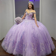 Lilac Quinceanera Dresses Off Shoulder Sweet 1516 Princess Bead Party Ball Gowns