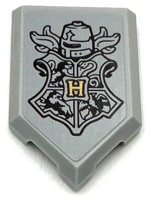 Lego New Light Bluish Gray Tile Modified 2 x 3 Pentagonal Hogwarts Crest Sticker