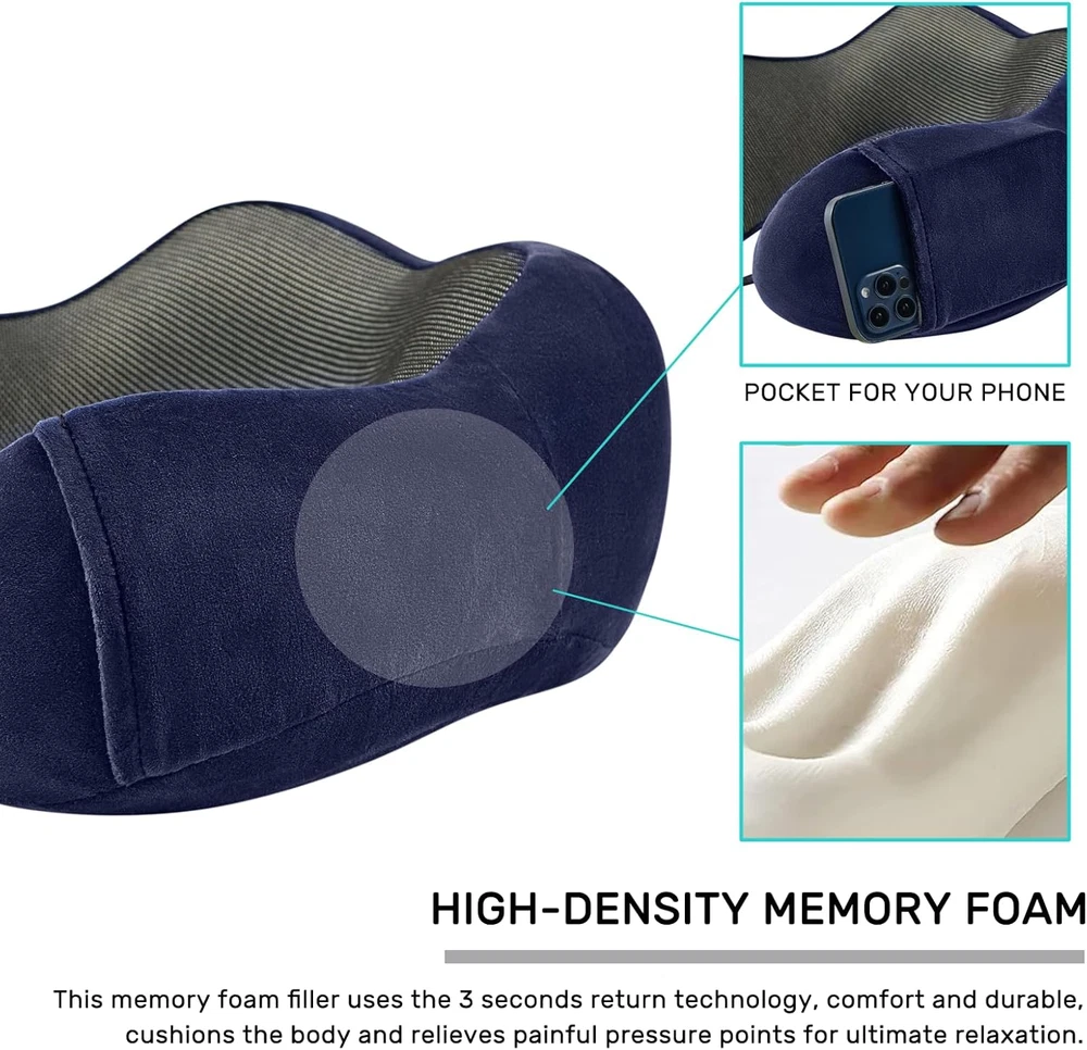 Travel Pillow for Airplane-2 Pack Memory Foam Neck Pillows, Soft & Support Trave