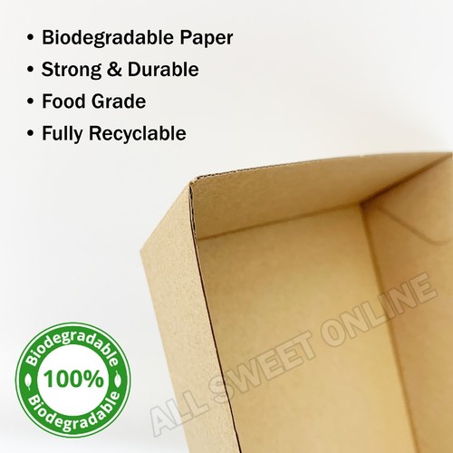 10x Small Kraft Paper Food Tray Eco Party Catering Disposable Snack Box Takeaway - Picture 5 of 8