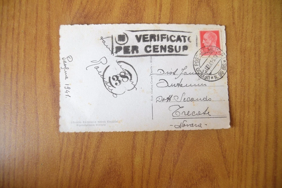 Carte Postale Shkoder Albanie Shkodra - Neuve Carreaux Pour Censure 1941 Xx - Photo 2/2