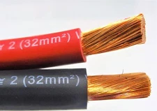 50' FT EXCELENE 2 AWG GAUGE WELDING BATTERY CABLE 25' RED & 25' BLACK USA  LEADS