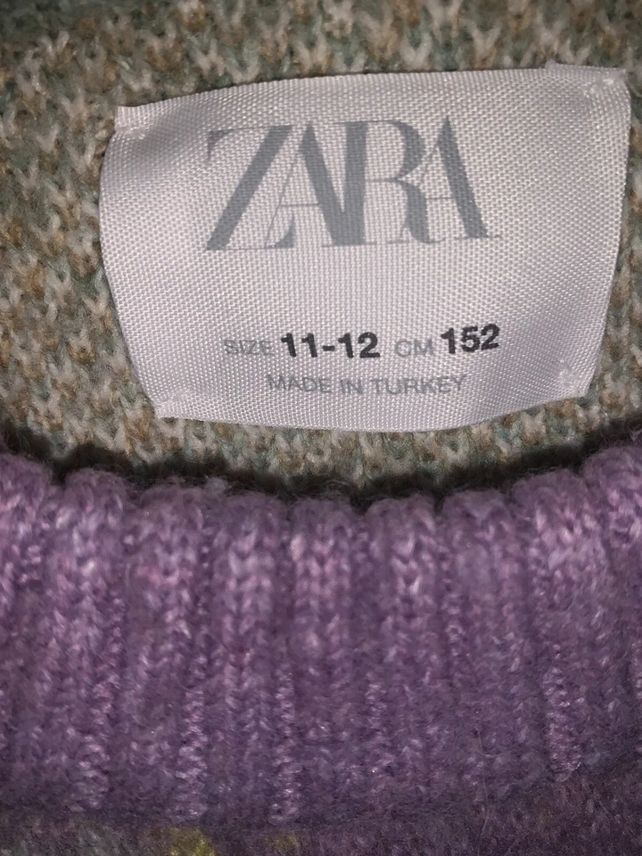 Zara Purple Yellow Green Girls Sweater. Youth Sz 11-12 - Image 4 of 4